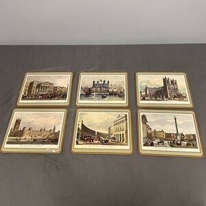 VTG Set Of 6 Pimpernel London Scenes Placemats Cork Backing 8.5x7.5”